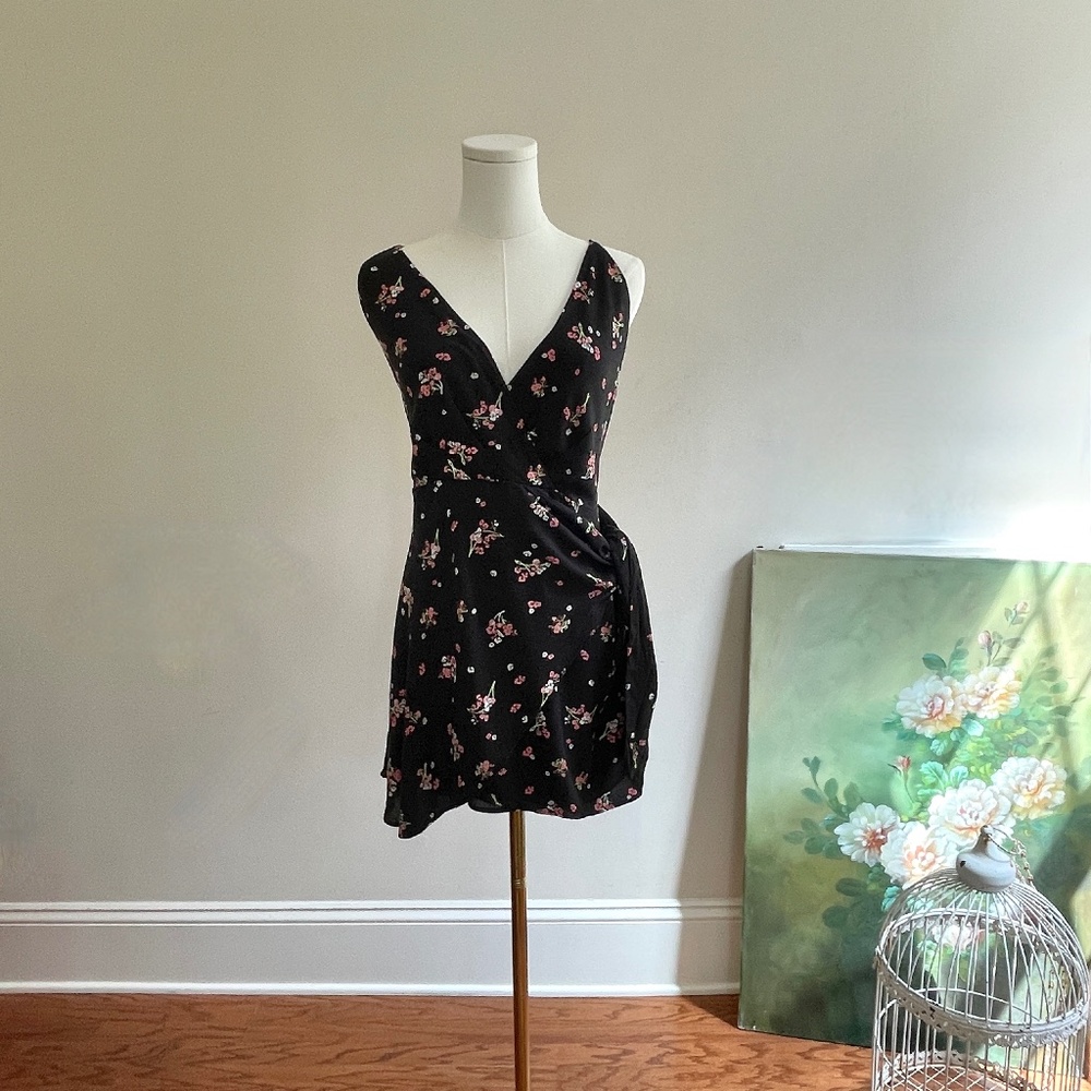 Free People Floral Print Women Wrap Romper sz 10 Layered Country Fairy Grunge